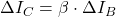 \Delta I_C = \beta \cdot \Delta I_B