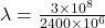 \lambda = \frac{3 \times 10^8}{2400 \times 10^6}