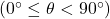 \left(0^\circ \leq \theta < 90^\circ \right)
