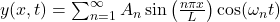 y(x,t) = \sum_{n=1}^{\infty} A_n \sin\left(\frac{n \pi x}{L}\right) \cos(\omega_n t)