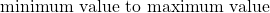\text{minimum value to maximum value}