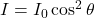 I = I_0 \cos^2 \theta