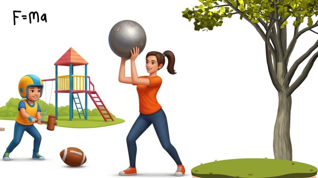 Newton 2nd Law of Motion | Throwing A Metallic Ball vs A Football | Illustration