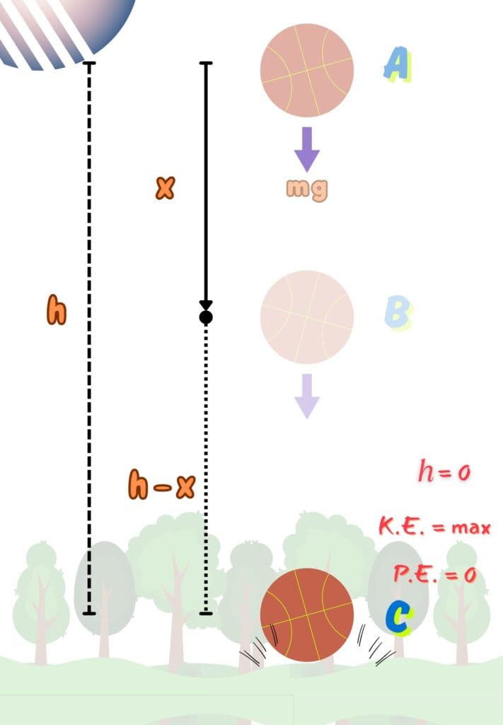 Interconversion of Potential Energy into Kinetic Energy - A Falling Ball At the Bottom