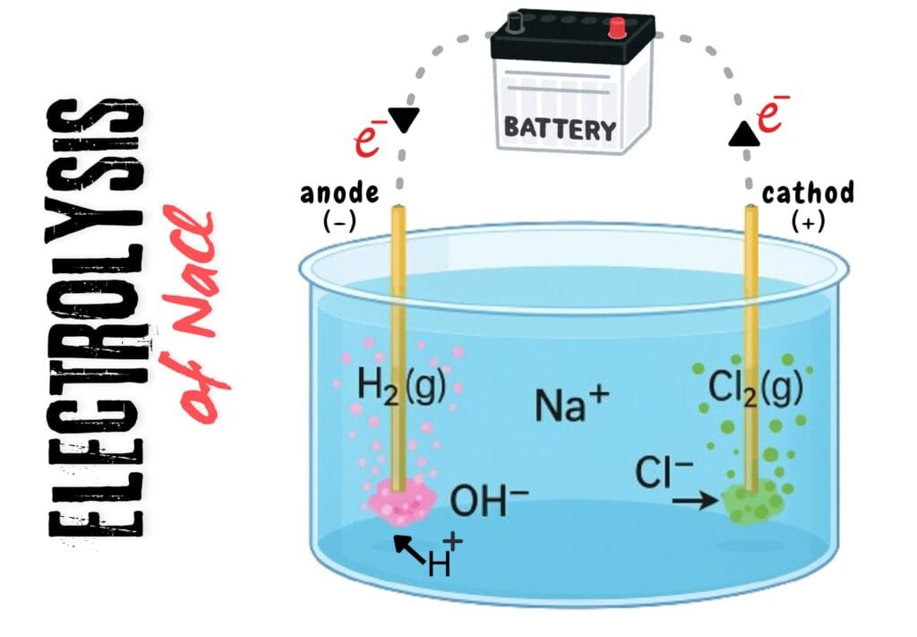 Separation of Elements in a Compound - Electrolysis of aqueous NaCl