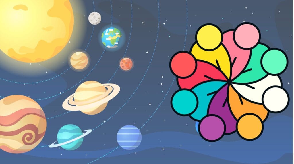 20 - Illustration of a Galaxy and Unity of People - Representation of Islam's Universality and Inclusiveness