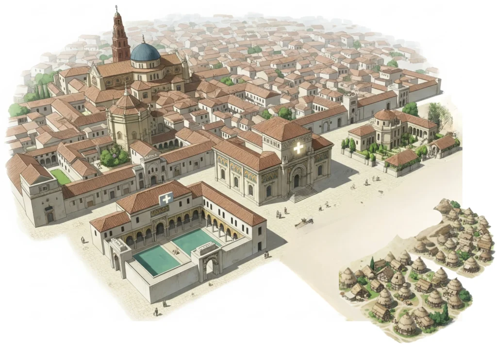 21 - Illustration of Public Welfare under Umayyad Spain vs Rest of Europe