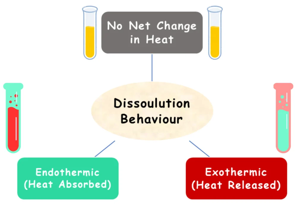 Block Diagram Illustration of Endothermic Dissolution vs Exothermic Dissolution vs No Net Heat Change