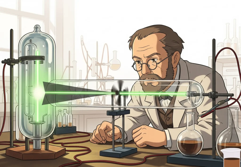 Illustration _ William Crookes Performing Experiment with Crookes Tube