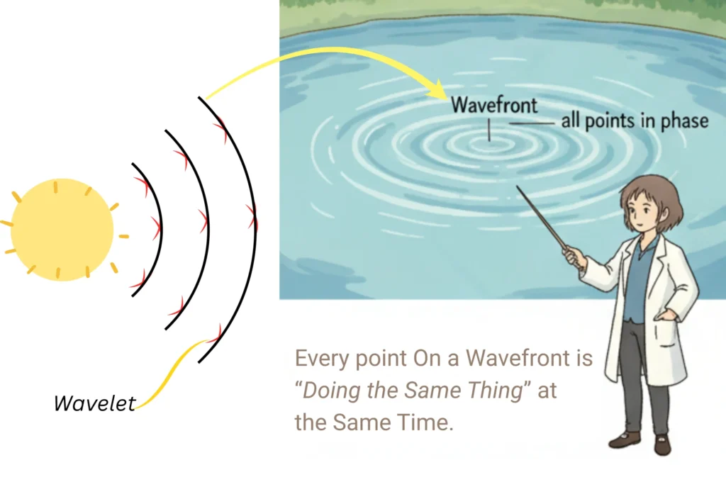 Illustration of Wavefronts and Wavelets in Wave Physics